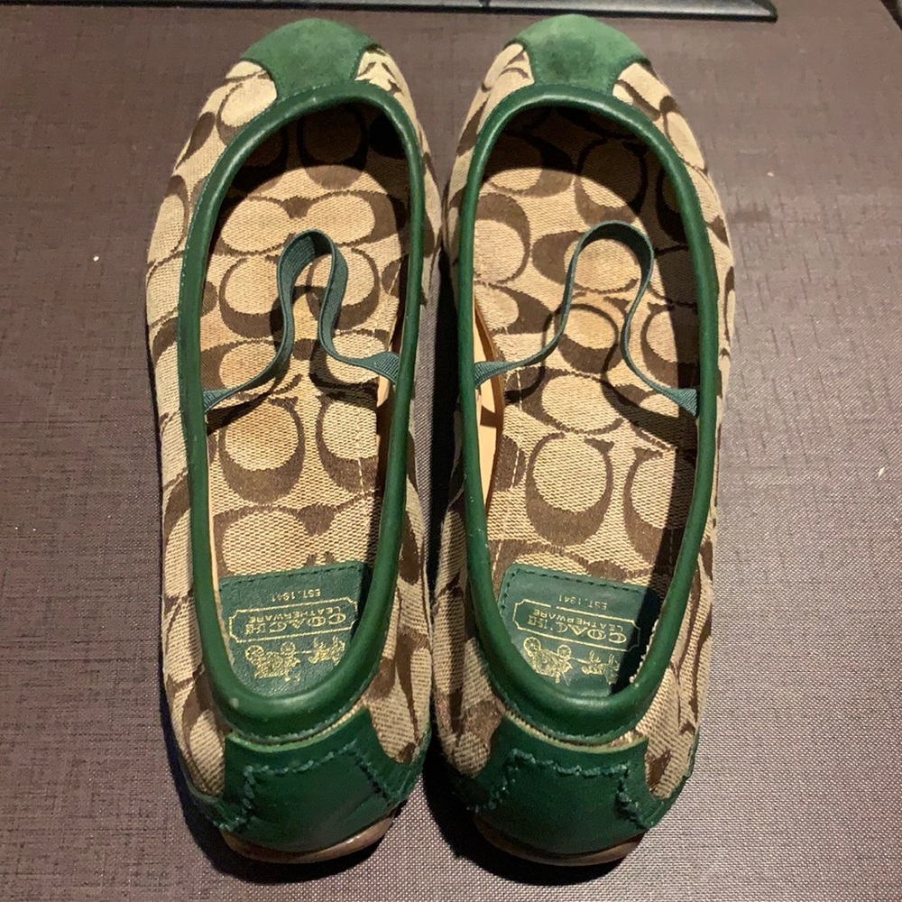 Coach Flats with Green Trim